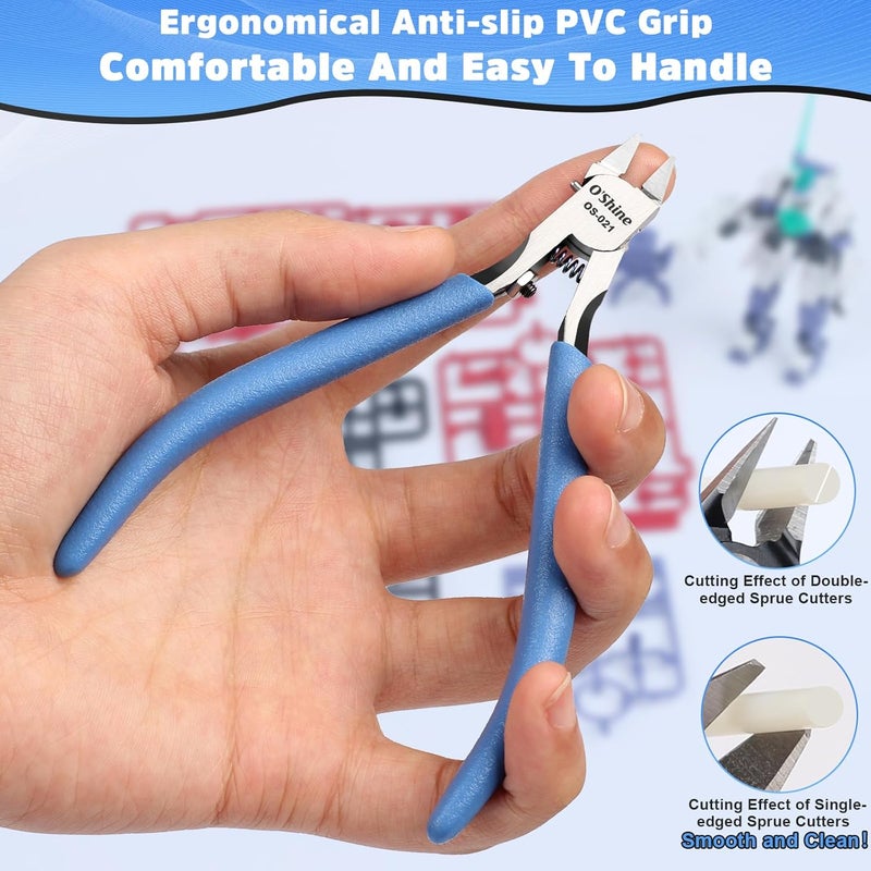 OSHINE O’Shine Ultimate Single-edged Sprue Cutter, Super Thin & Sharp Model Snips For Plastic Models, Single Blade Gunpla Gundam Model Nippers & Hobby Model Clippers, w/A Plastic Sheath & A Leather Sheath - Image 2